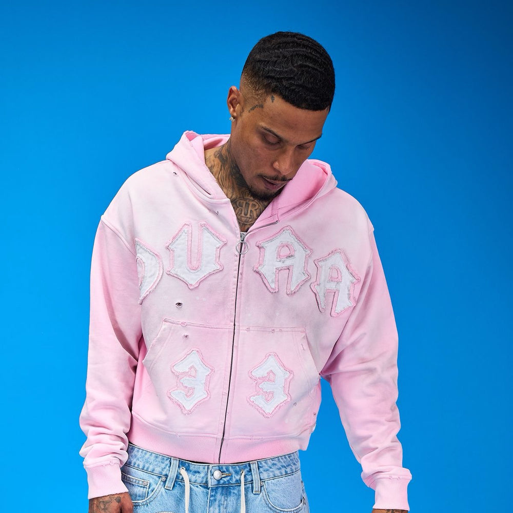 Duaa | 33 Pink Zip Up Hoodie - Pink