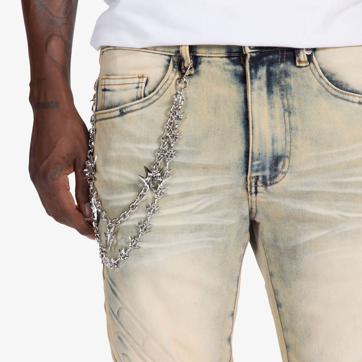 Melee | Musashi Embossed Skinny Jeans - Dark Wheat