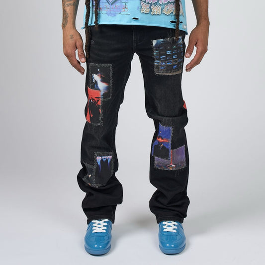Duaa | Dreams Stacked Pants - Blue