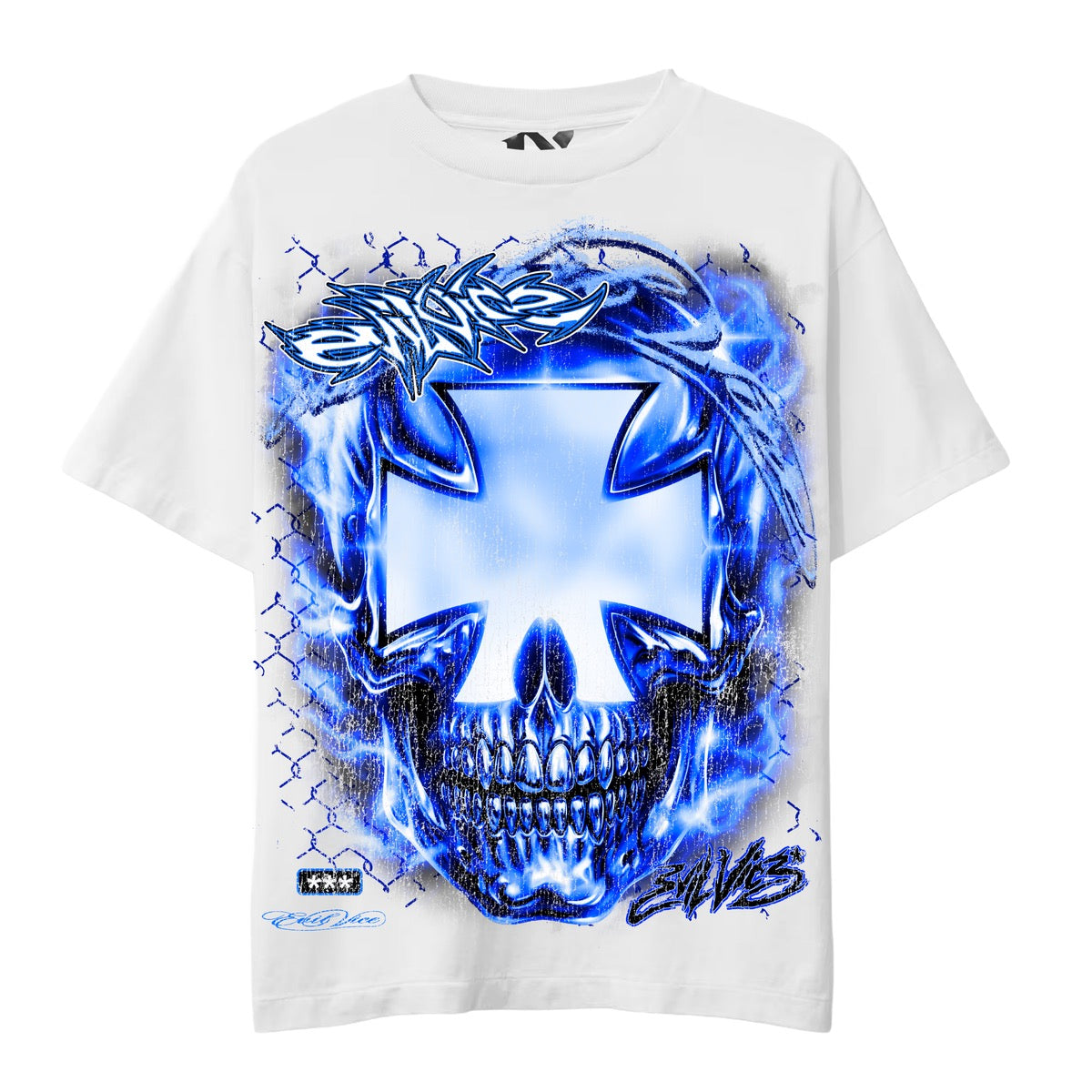 Evil Vice | Chrome Cross Tee - White