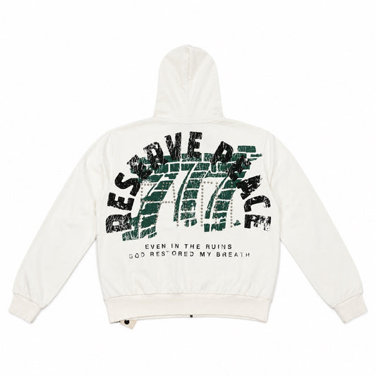 Reserve | 777 Zip Up Hoodie - White