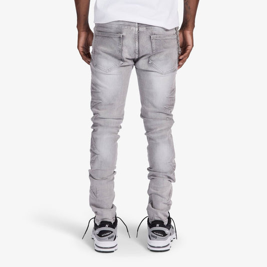 Melee | Ninja Embossed Skinny Jeans - Grey Wash
