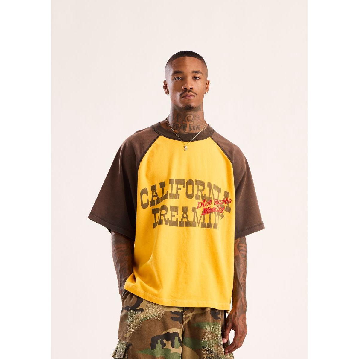 Diet Starts Monday | California Dreamin Tee - Vintage Black/Yellow