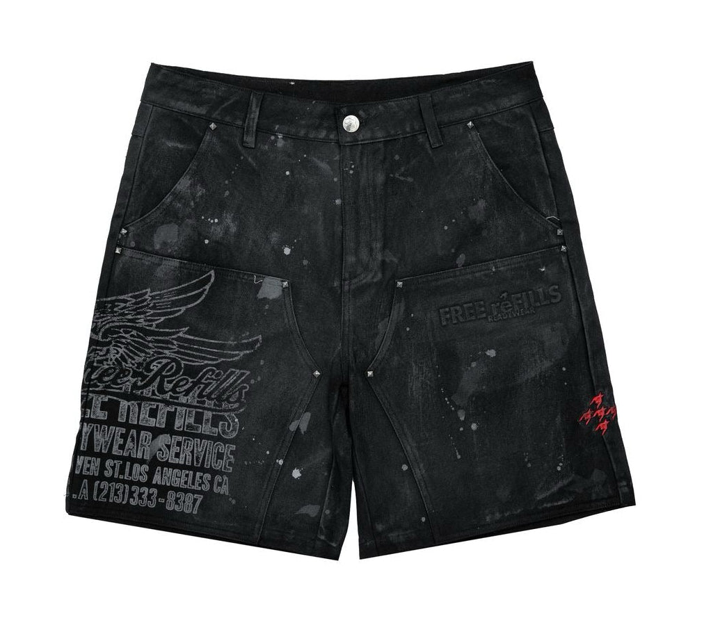 Free Refills | Service Grunge Carpenter Shorts - Black