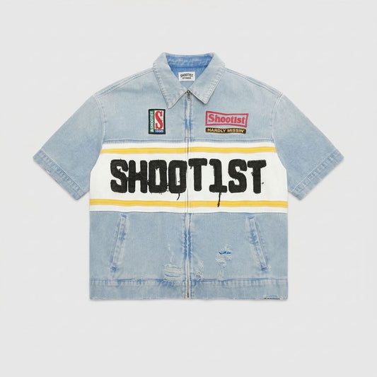Shoot1st Studios | SKY BLUE DENIM ZIP POLO