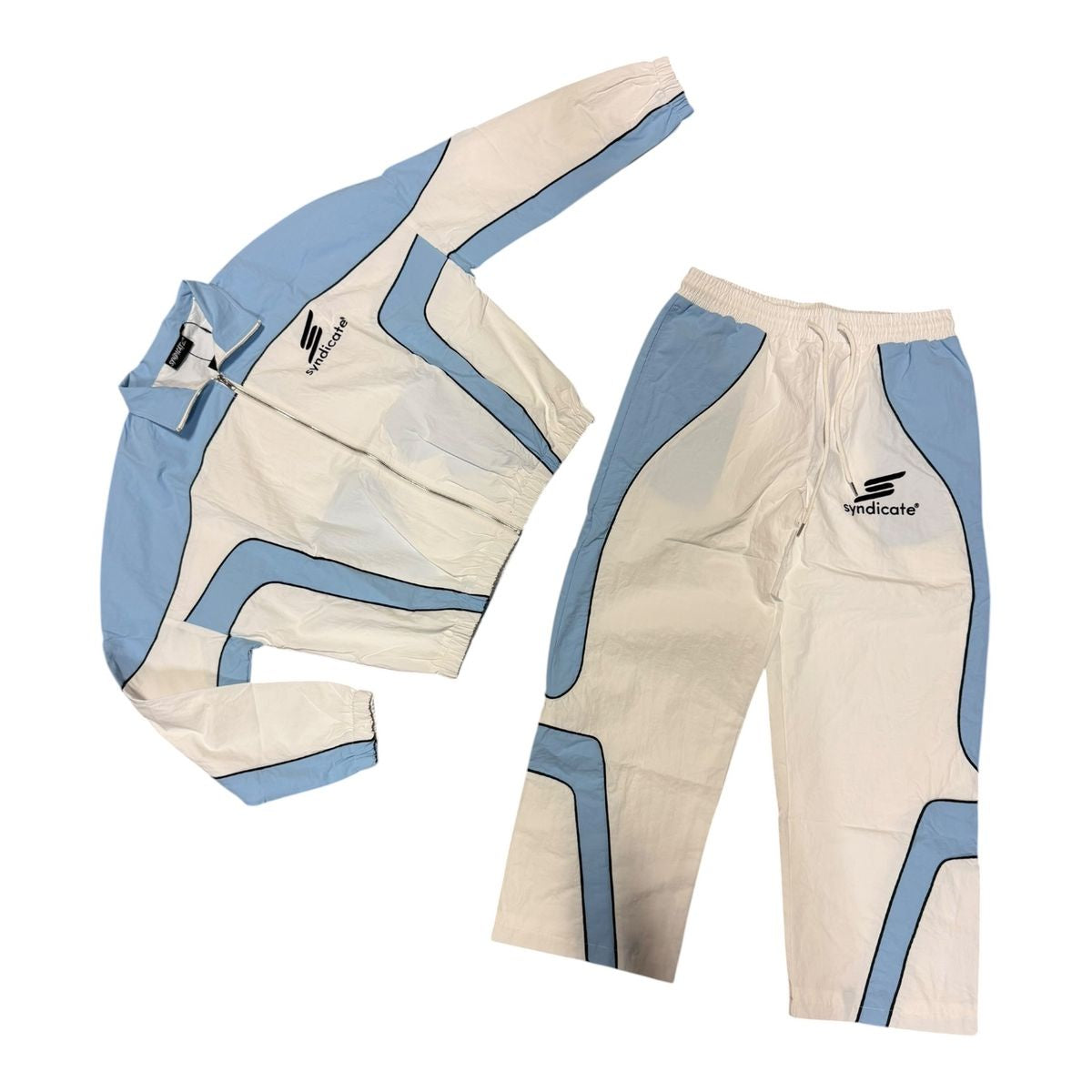 The Syndicate | Nylon Sweat Pants Set - Baby Blue/White