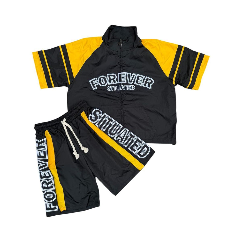Forever Situated | Track Short & Top Set - Black/Yellow