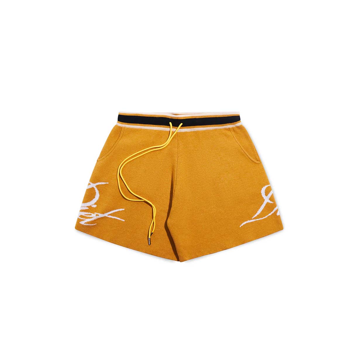 Diet Starts Monday Knitted Script Shorts in Yellow — 6 Rings Boutique