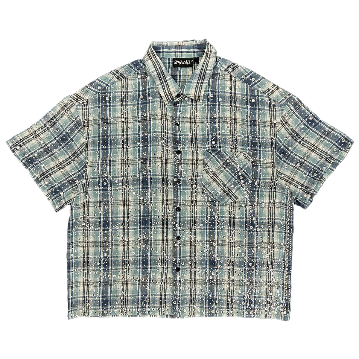 syndicate-milano-rhinestone-plaid-short-sleeve-shirt-blue-6-rings-clothing