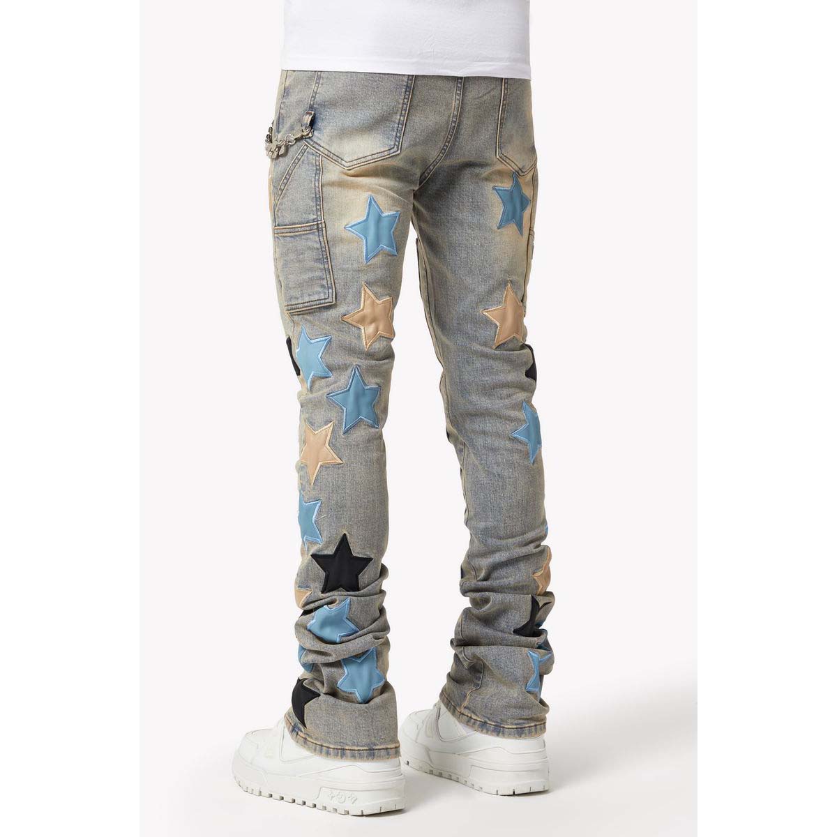 guapi-powder-blue-vintage-stars-stacked-flare-denim-mens-6-rings-clothing