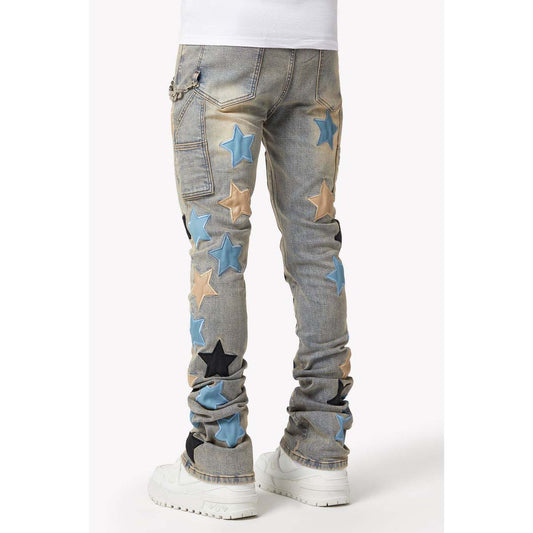 guapi-powder-blue-vintage-stars-stacked-flare-denim-mens-6-rings-clothing