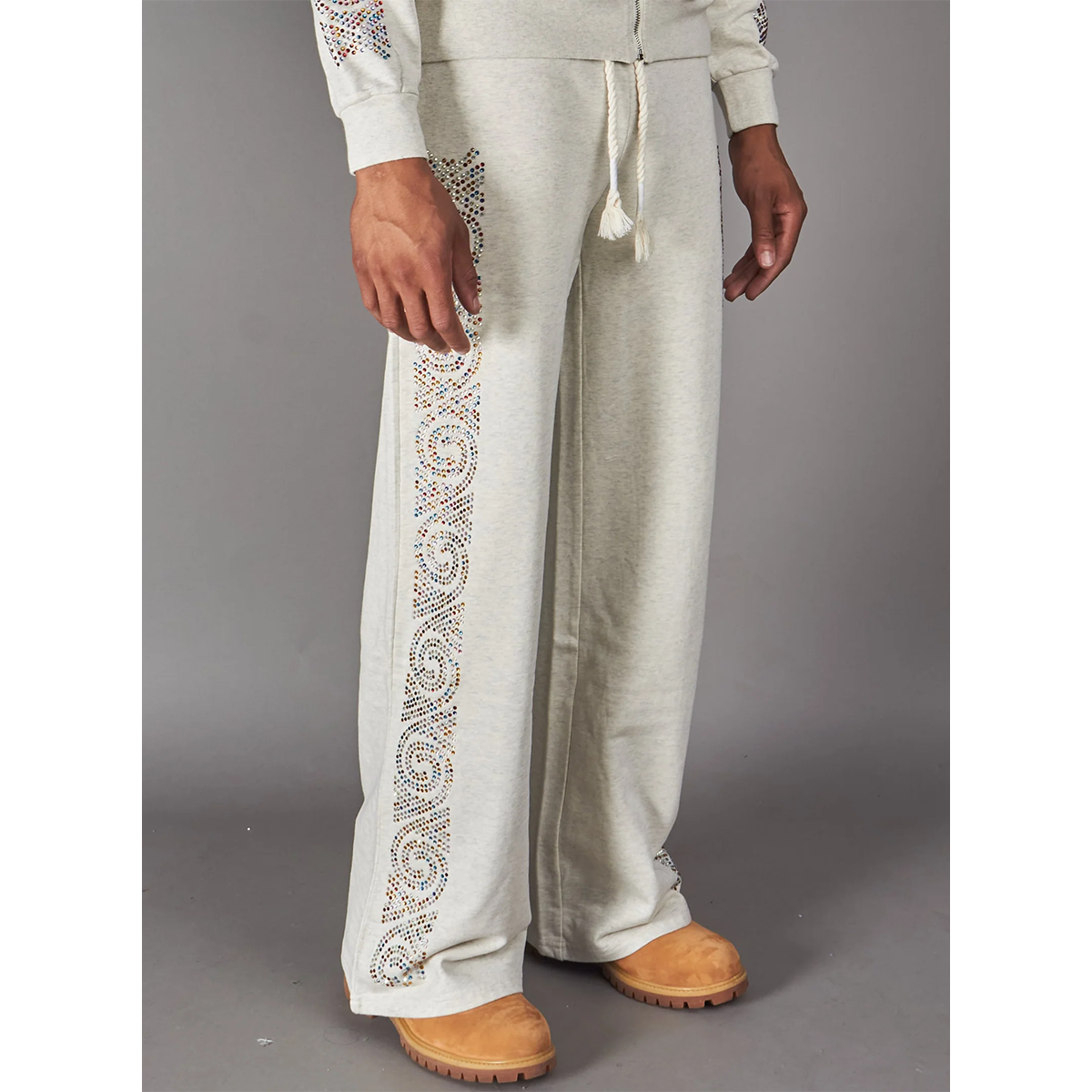 politics-holy-saint-crystal-sweatpant-oatmeal-6-rings-clothing