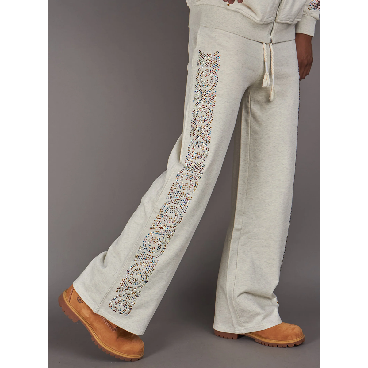 politics-holy-saint-crystal-sweatpant-oatmeal-6-rings-clothing