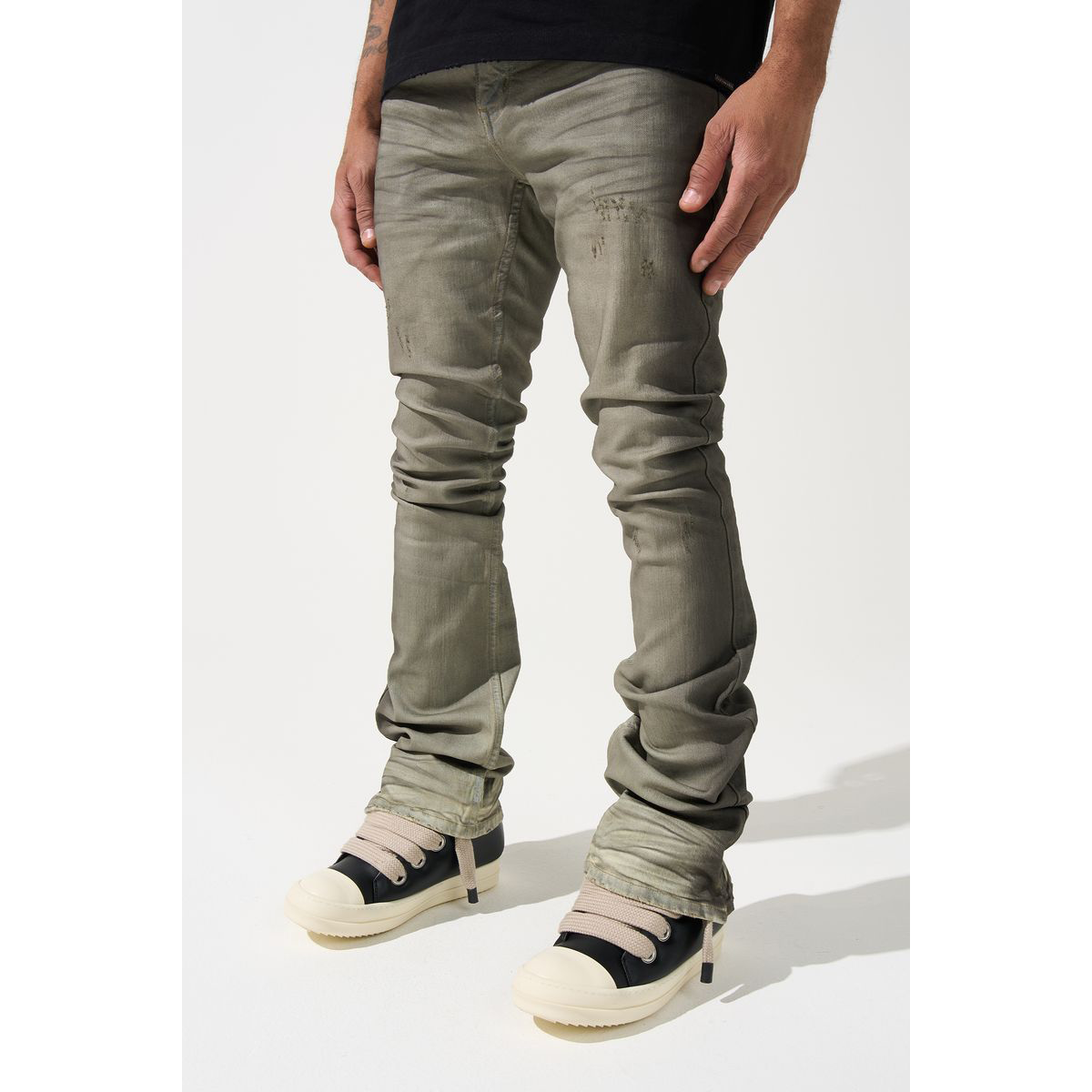 Serenede Zinc Stacked Jeans — 6 Rings Boutique