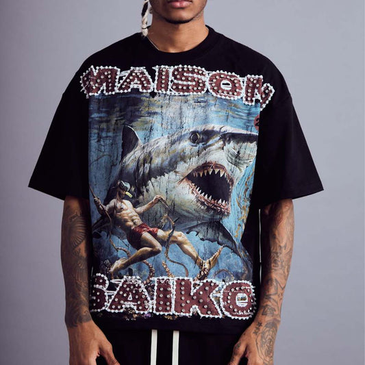 maison-saiko-comic-book-four-shark-graphic-tee-black-6-rings-clothing