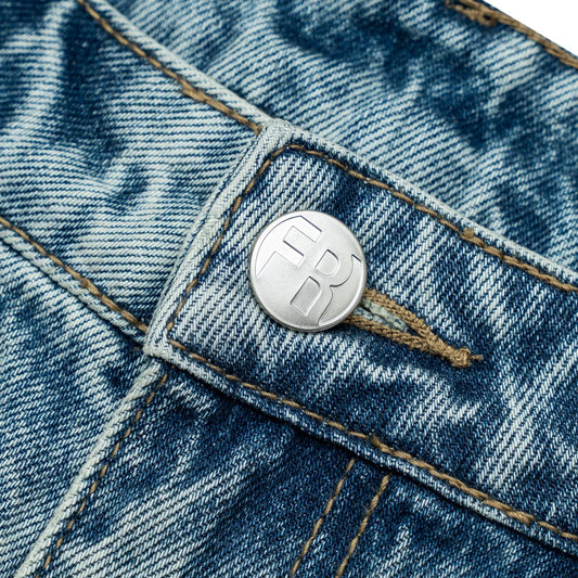 Free Refills | Graffiti Jorts - Blue Wash