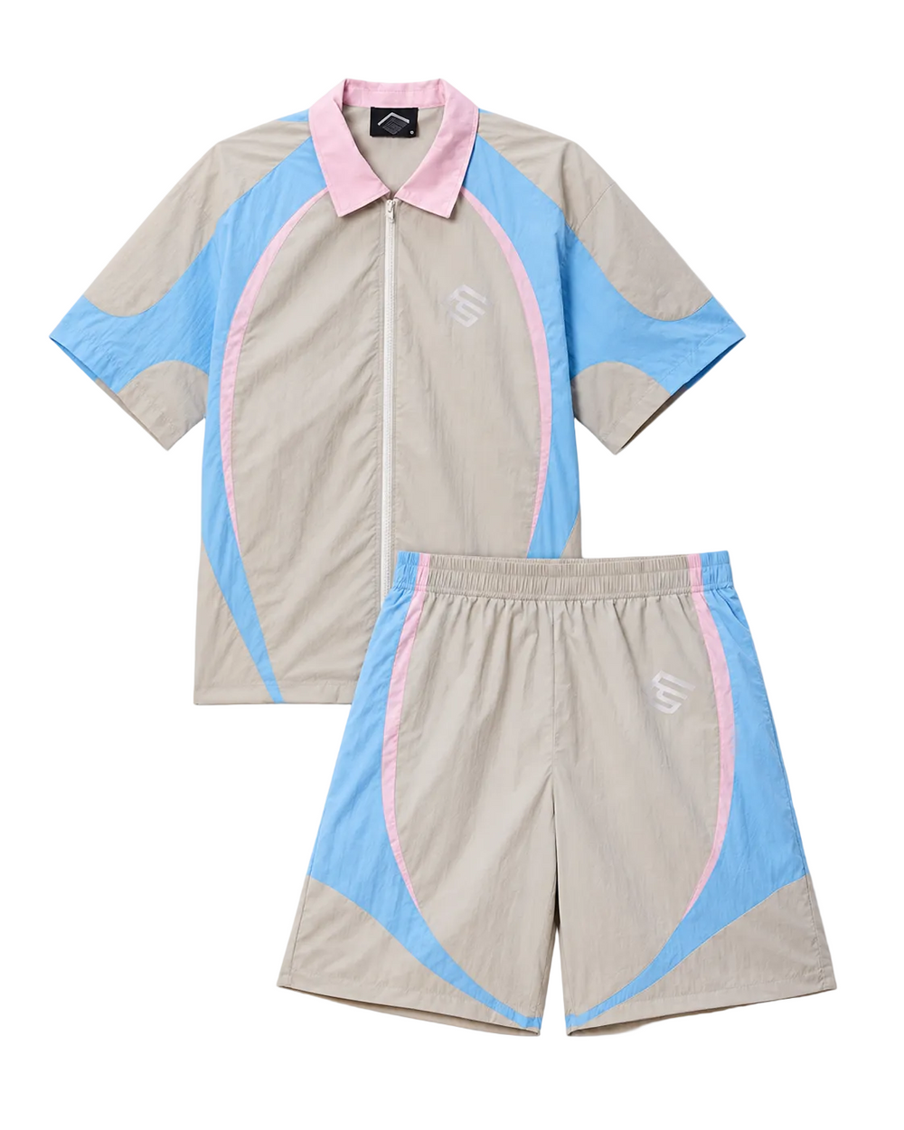 Forever Situated | Situated Reflective Nylon Short Set - Grey/Pink