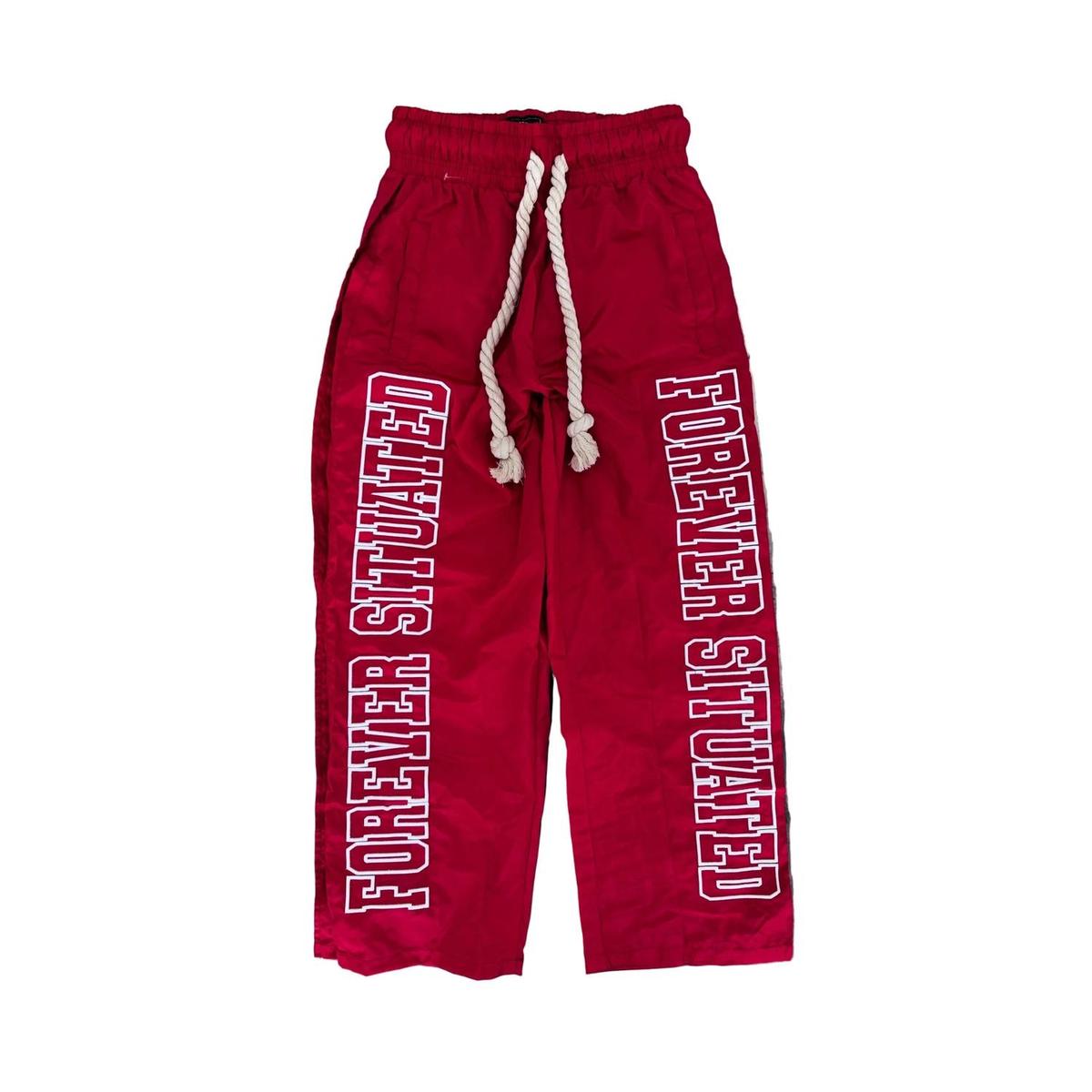 Forever Situated | Nylon Track Pants - Red