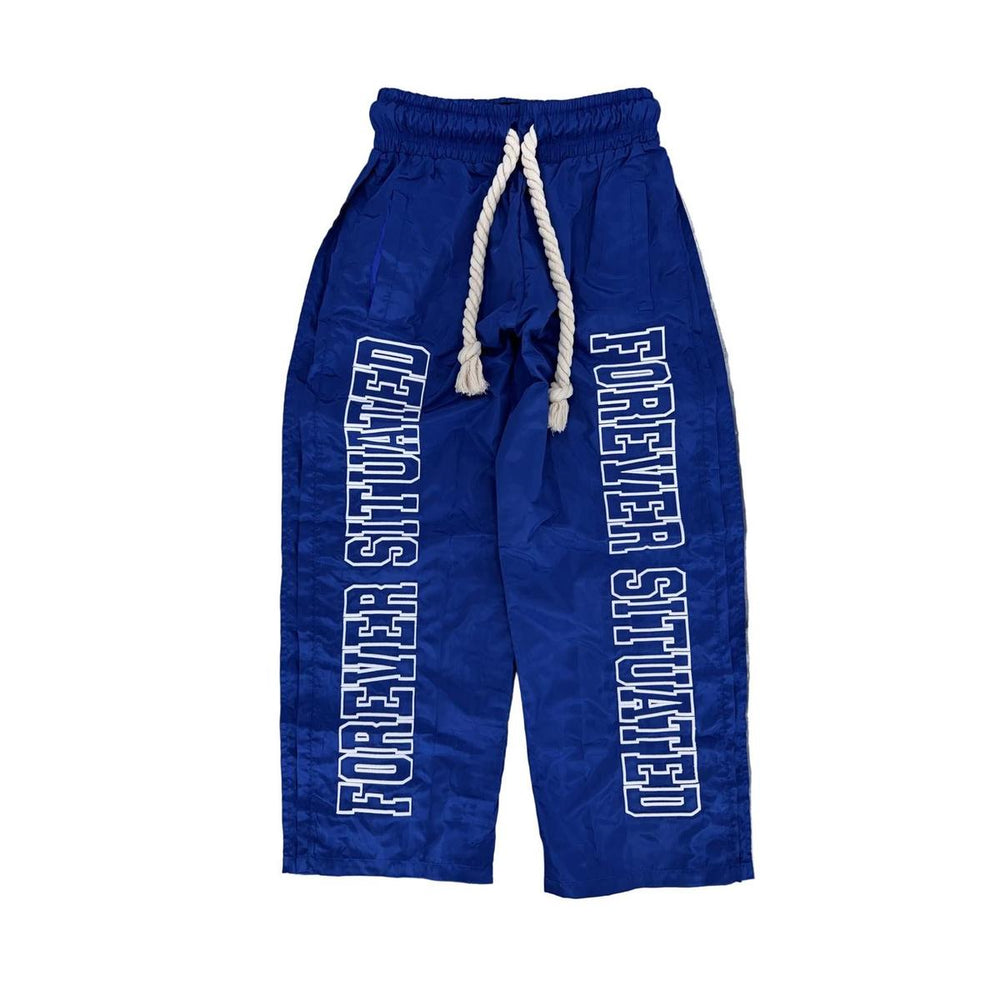 Forever Situated | Nylon Track Pants - Blue