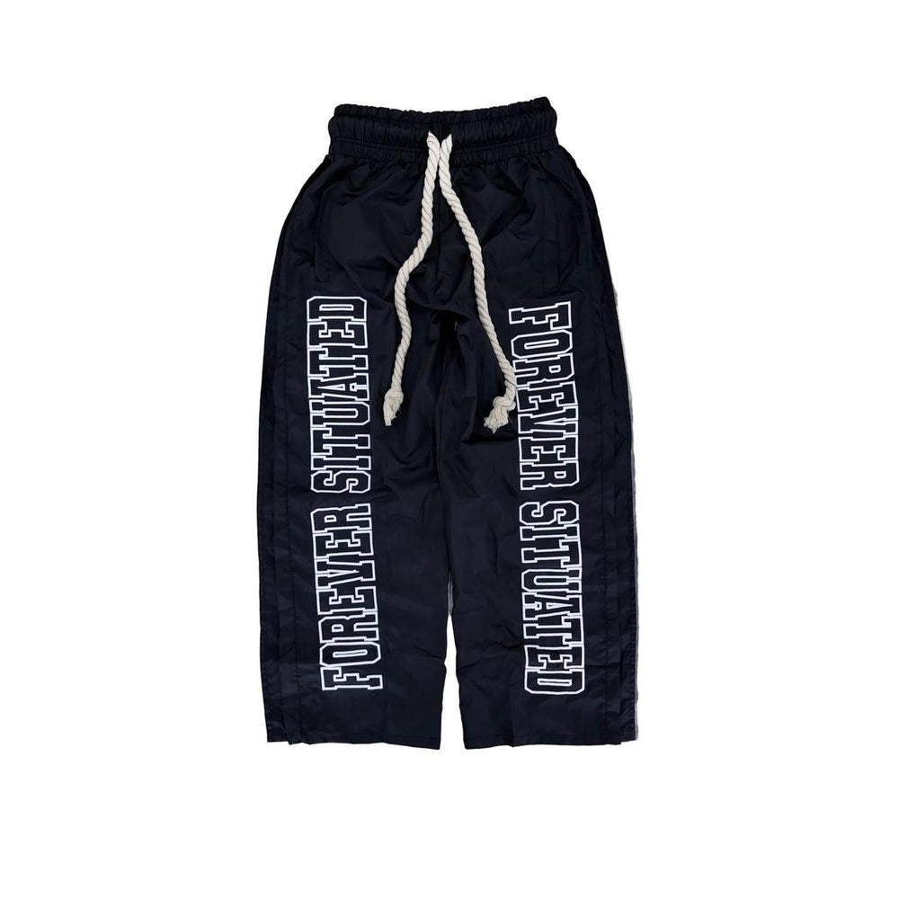 Forever Situated | Nylon Track Pants - Black