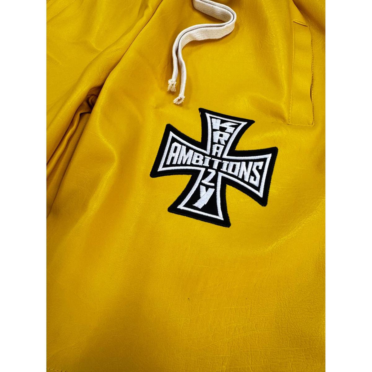 Krazy Ambitions | Leather Jorts - Yellow