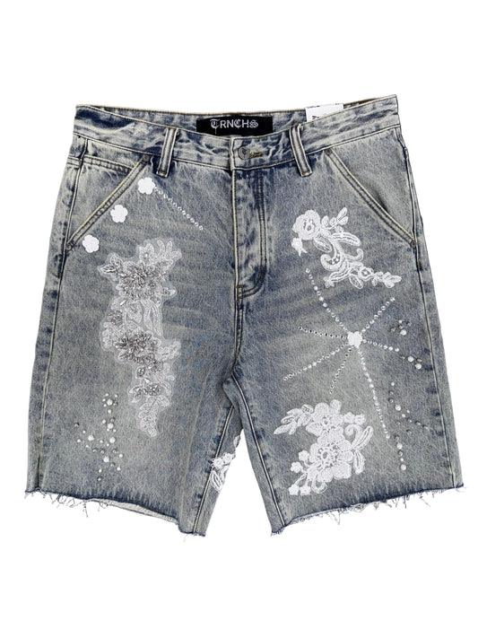 Trnchs | Stitched Jorts - Light Blue Wash