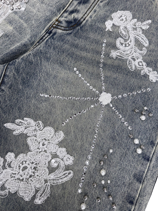 Trnchs | Stitched Jorts - Light Blue Wash