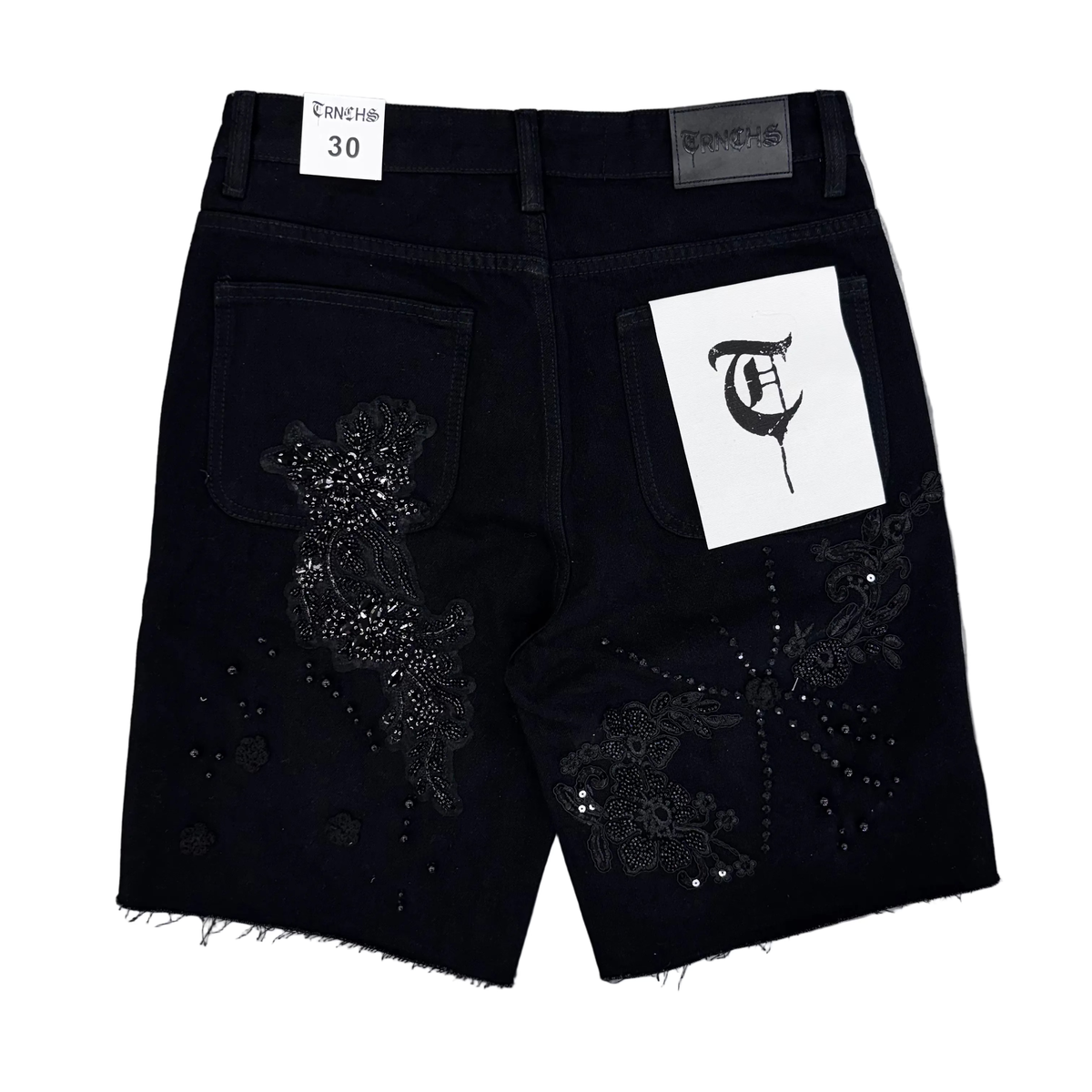 Trnchs | Stitched Denim Shorts - Black