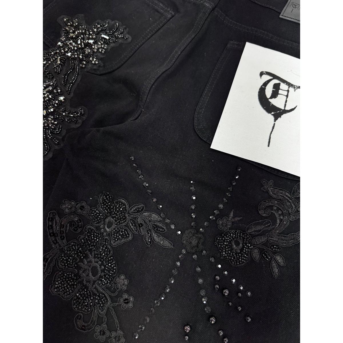 Trnchs | Stitched Denim Shorts - Black