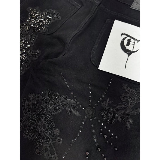 Trnchs | Stitched Denim Shorts - Black