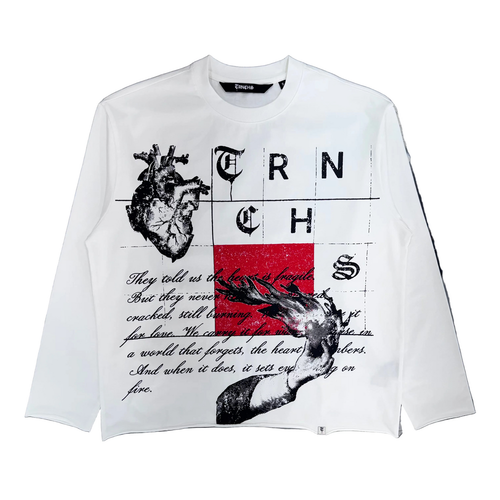 Trnchs | Burning Heart Long Sleeve Tee - White