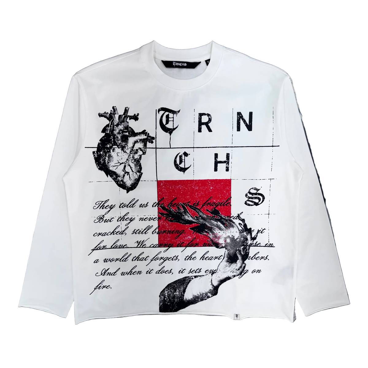 Trnchs | Burning Heart Long Sleeve Tee - White