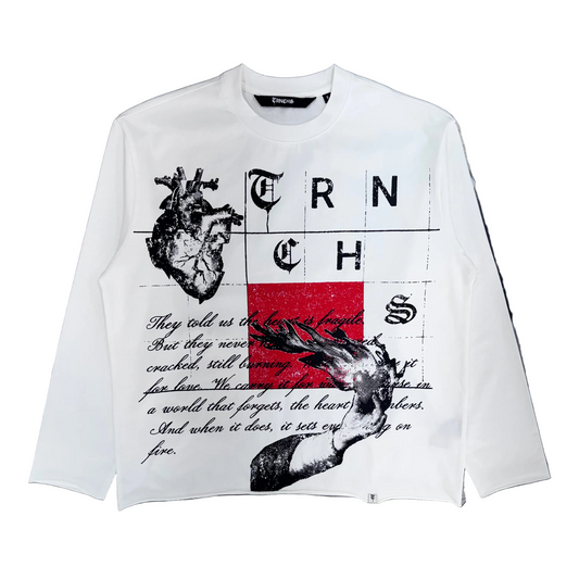 Trnchs | Burning Heart Long Sleeve Tee - White
