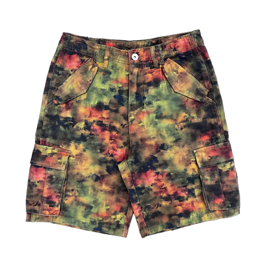 Memory Lane | Graffiti Camo Cargo Shorts - Olive