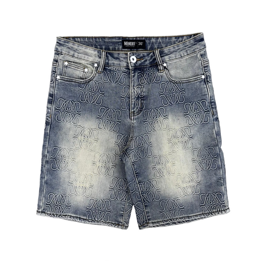 Memory Lane | Monogram Denim Short - Blue Rinse