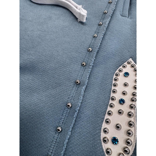 Memory Lane | Studded Fleece Shorts - Slate Blue