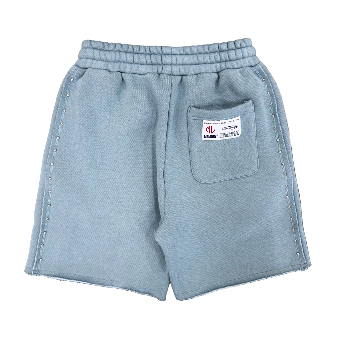 Memory Lane | Studded Fleece Shorts - Slate Blue