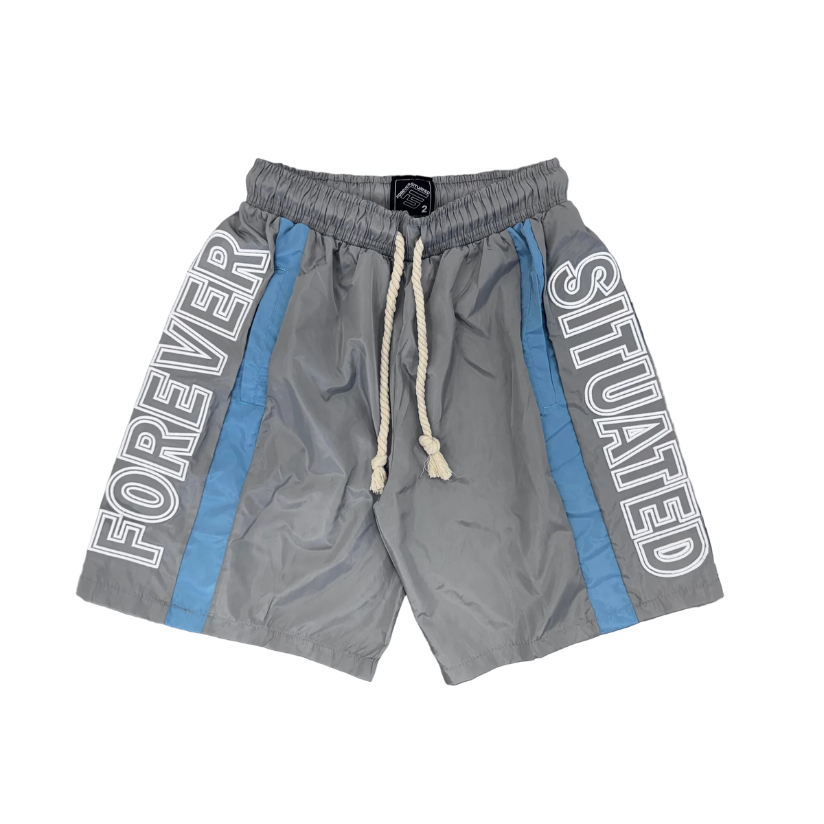 Forever Situated | Track Set Shorts & Top - Baby Blue/Grey