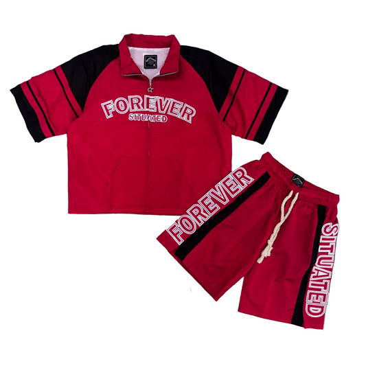 Forever Situated | Track Set Red Shorts & Top - Red