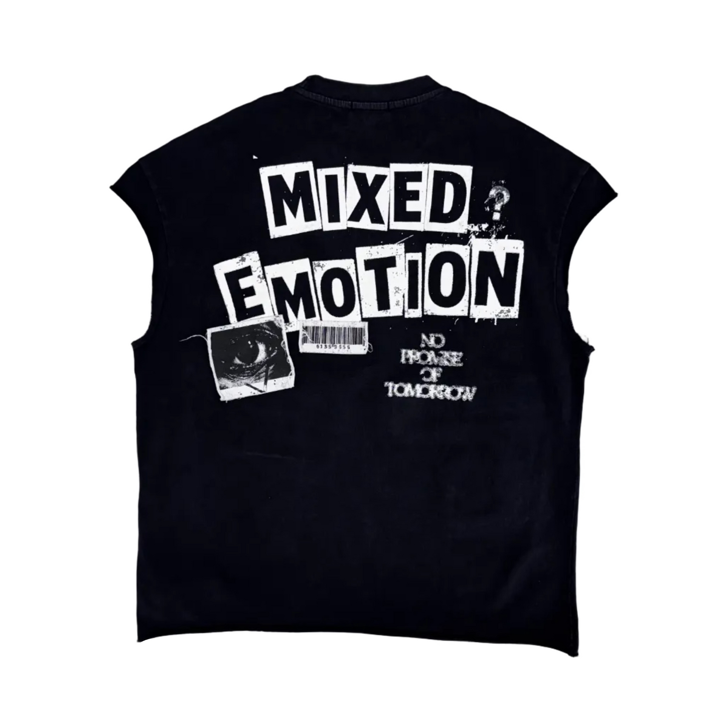 Mixed Emotion | Newspaper Sleeveless Tee - Black
