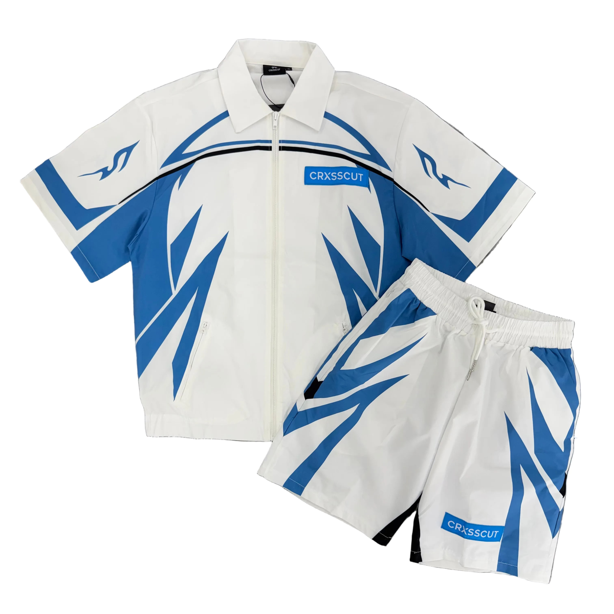 CrxssCut | Velocity Nylon Short Set - White/Blue