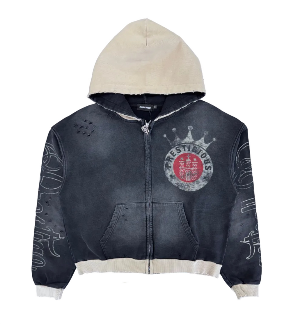 Prestige Collection | Crown Hoodie - Black Wash