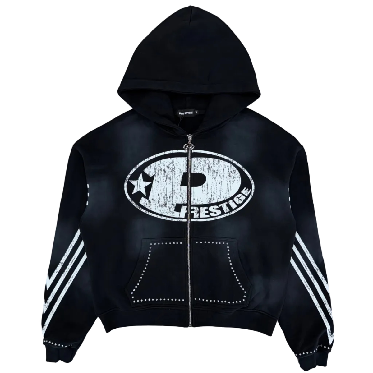 Prestige Collection | Loner Rhinestone Hoodie - Black