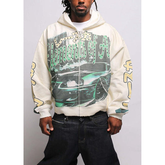 Elements of Art | Blur Zip Hoodie - White