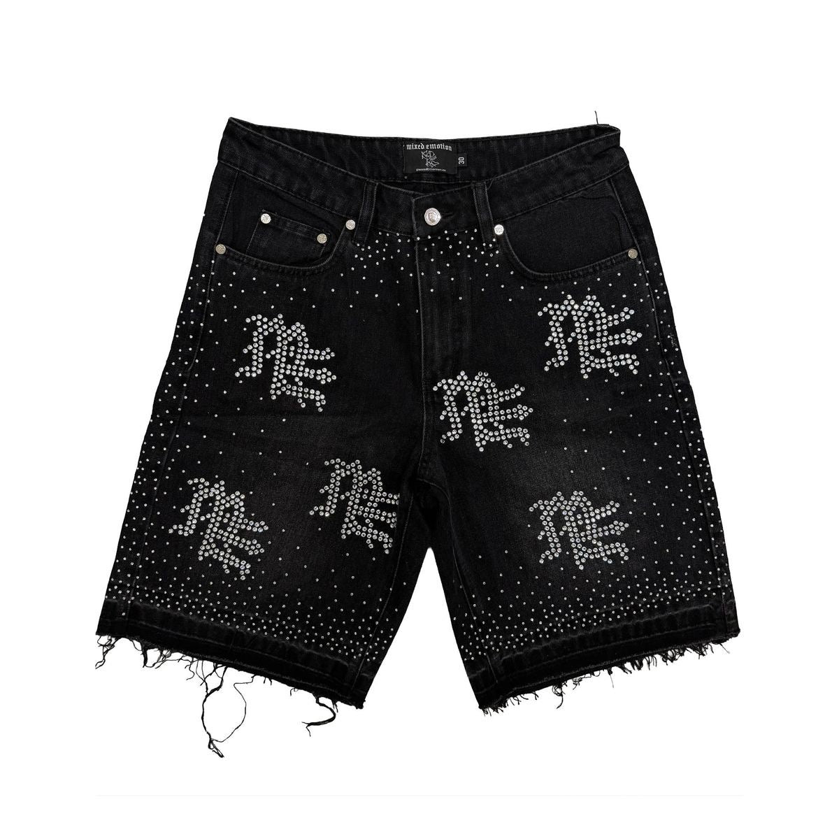 Mixed Emotion | ME Rhinestone Jorts - Black