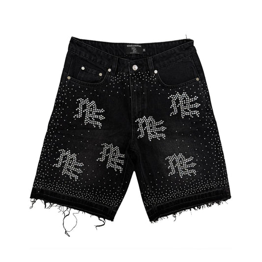 Mixed Emotion | ME Rhinestone Jorts - Black