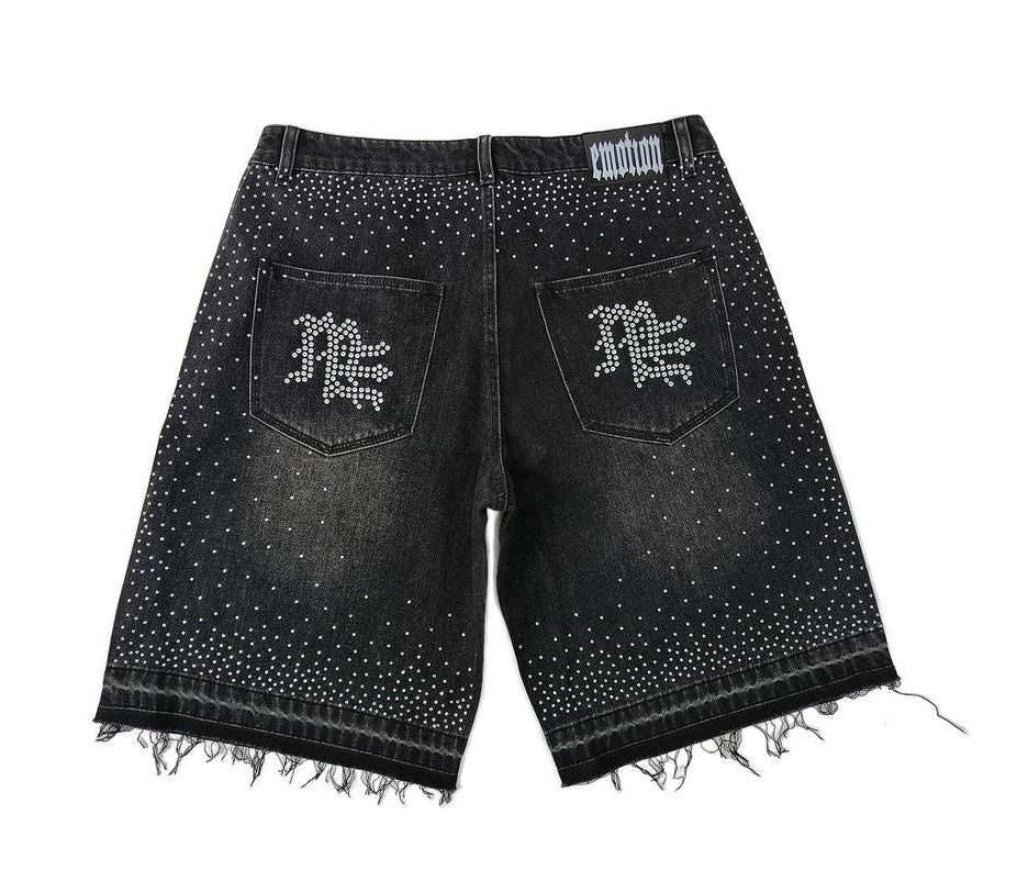 Mixed Emotion | ME Rhinestone Jorts - Black
