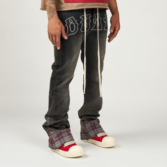 Duaa | Pattern Plaid Stacked Denim