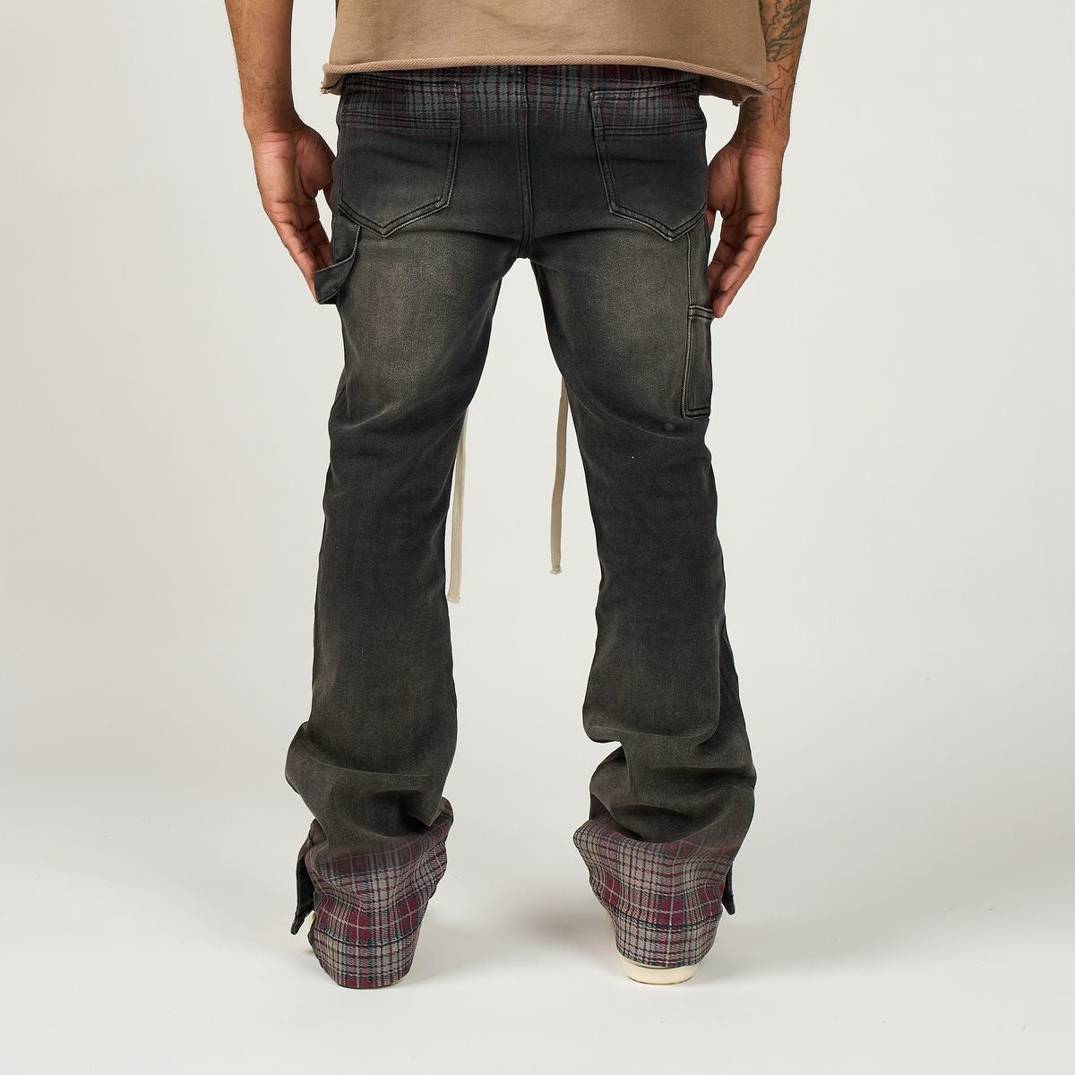 Duaa | Pattern Plaid Stacked Denim