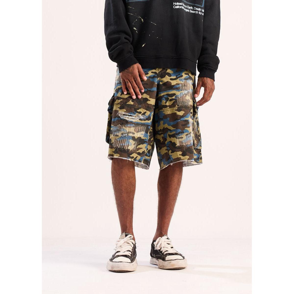 Diet Starts Monday | Camo Ripstop Cargo Jorts- Blue